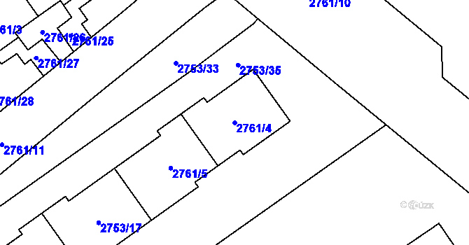 Parcela st. 2761/4 v KÚ Hostivař, Katastrální mapa