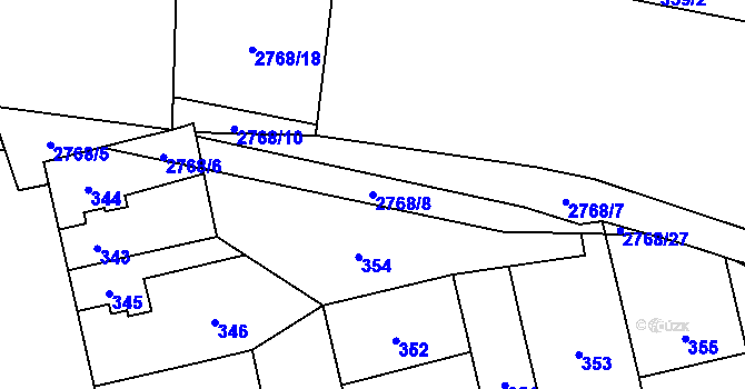 Parcela st. 2768/8 v KÚ Hostivař, Katastrální mapa