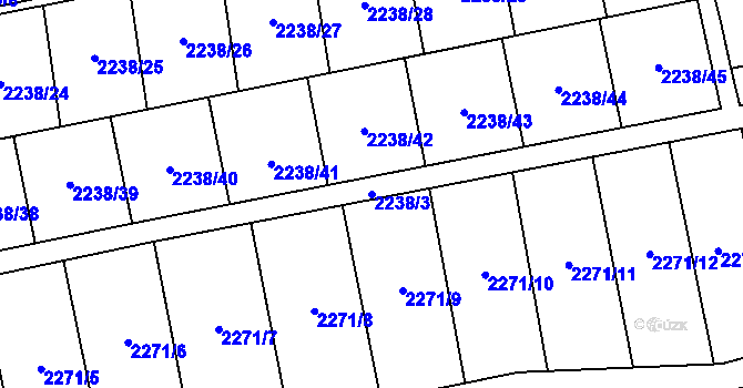 Parcela st. 2238/3 v KÚ Hostivař, Katastrální mapa
