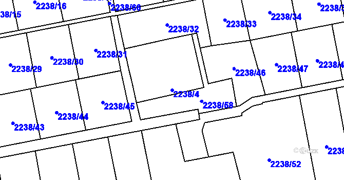 Parcela st. 2238/4 v KÚ Hostivař, Katastrální mapa