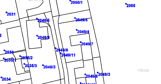 Parcela st. 2049/7 v KÚ Hostivař, Katastrální mapa