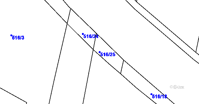 Parcela st. 516/25 v KÚ Hostivař, Katastrální mapa