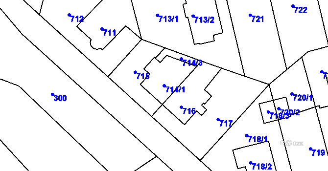 Parcela st. 714/1 v KÚ Hostivař, Katastrální mapa
