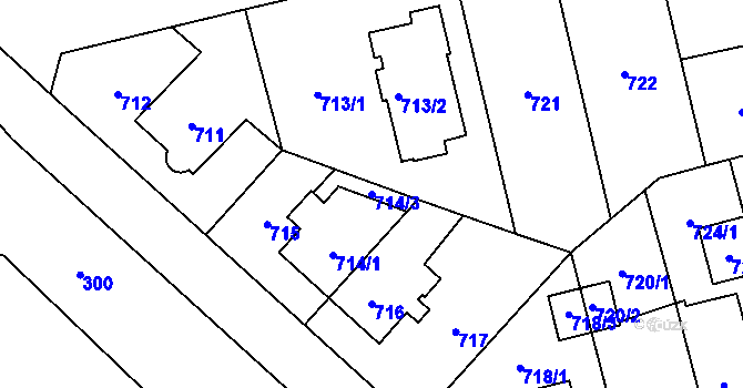 Parcela st. 714/3 v KÚ Hostivař, Katastrální mapa