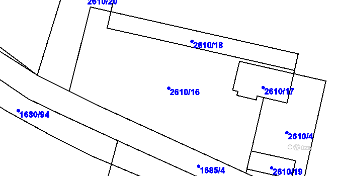 Parcela st. 2610/16 v KÚ Hostivař, Katastrální mapa