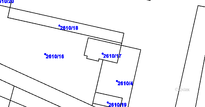 Parcela st. 2610/17 v KÚ Hostivař, Katastrální mapa