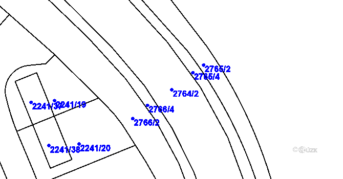 Parcela st. 2764/2 v KÚ Hostivař, Katastrální mapa