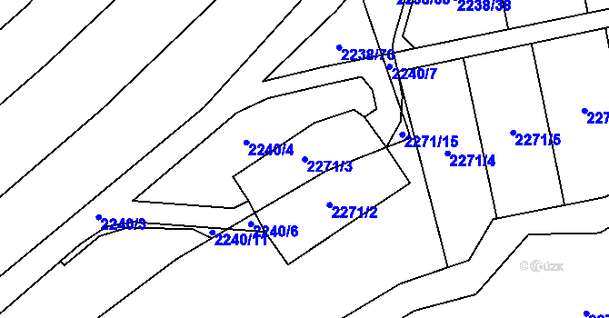 Parcela st. 2271/3 v KÚ Hostivař, Katastrální mapa