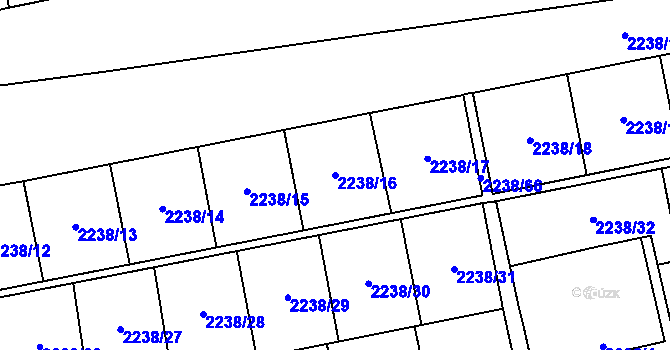 Parcela st. 2238/16 v KÚ Hostivař, Katastrální mapa