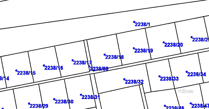 Parcela st. 2238/18 v KÚ Hostivař, Katastrální mapa
