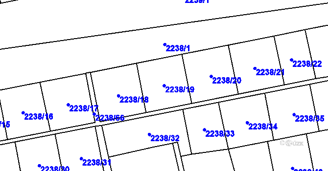 Parcela st. 2238/19 v KÚ Hostivař, Katastrální mapa