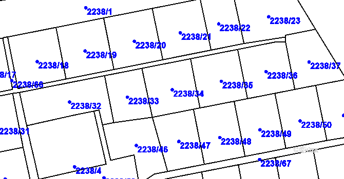 Parcela st. 2238/34 v KÚ Hostivař, Katastrální mapa