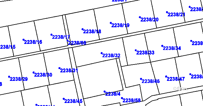 Parcela st. 2238/32 v KÚ Hostivař, Katastrální mapa