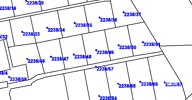Parcela st. 2238/49 v KÚ Hostivař, Katastrální mapa