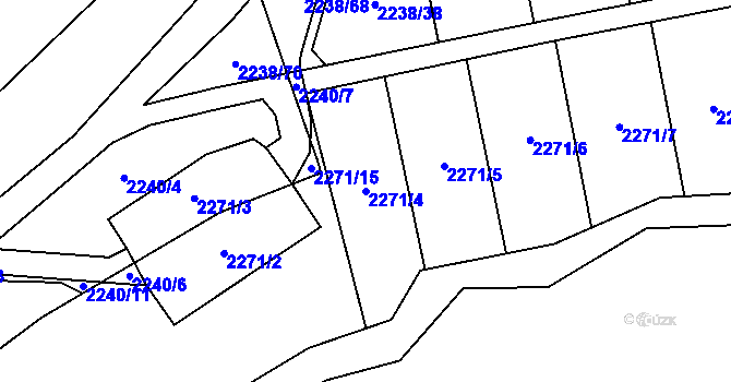 Parcela st. 2271/4 v KÚ Hostivař, Katastrální mapa