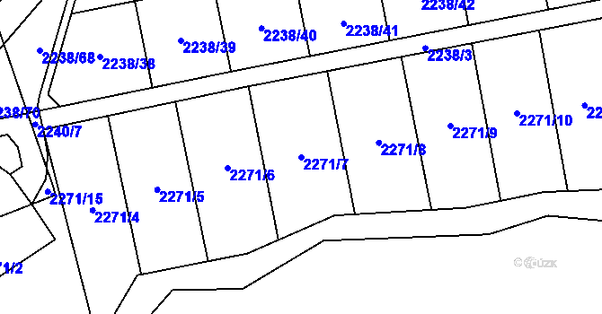 Parcela st. 2271/7 v KÚ Hostivař, Katastrální mapa