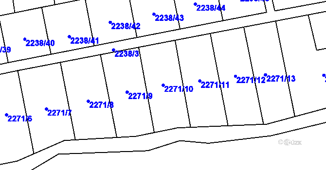Parcela st. 2271/10 v KÚ Hostivař, Katastrální mapa