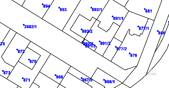 Parcela st. 891/3 v KÚ Hostivař, Katastrální mapa