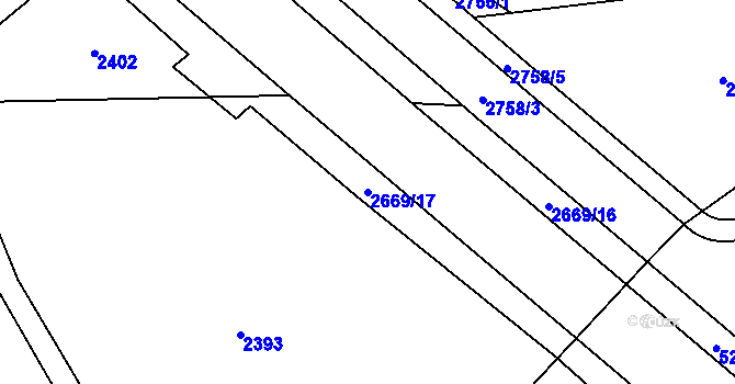 Parcela st. 2669/17 v KÚ Hostivař, Katastrální mapa