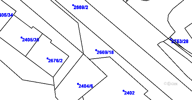 Parcela st. 2669/18 v KÚ Hostivař, Katastrální mapa