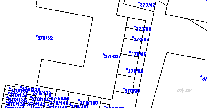 Parcela st. 370/85 v KÚ Hostivař, Katastrální mapa