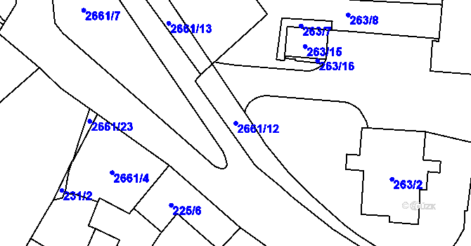 Parcela st. 2661/12 v KÚ Hostivař, Katastrální mapa