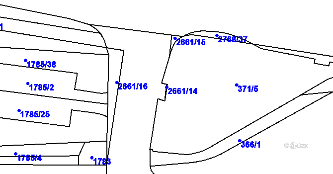 Parcela st. 2661/14 v KÚ Hostivař, Katastrální mapa