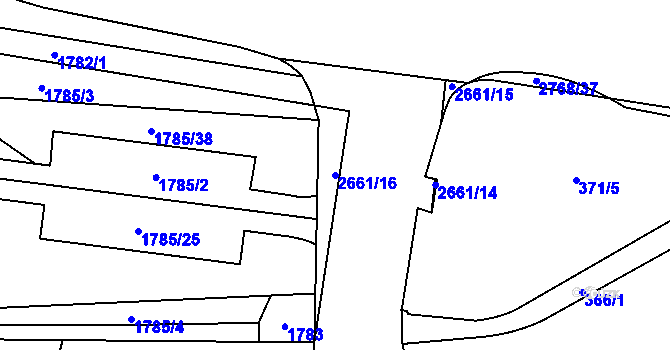 Parcela st. 2661/16 v KÚ Hostivař, Katastrální mapa