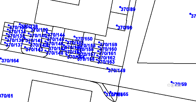 Parcela st. 370/161 v KÚ Hostivař, Katastrální mapa
