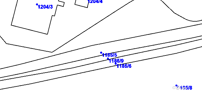 Parcela st. 1185/5 v KÚ Hostivař, Katastrální mapa