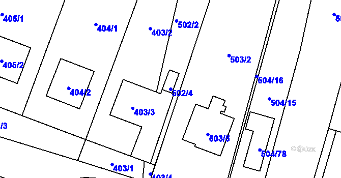 Parcela st. 502/4 v KÚ Hostivař, Katastrální mapa