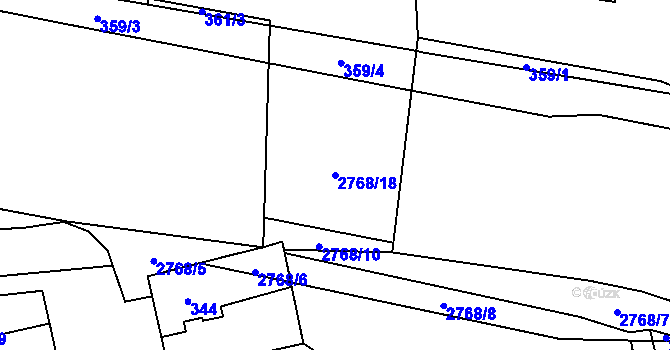 Parcela st. 2768/18 v KÚ Hostivař, Katastrální mapa