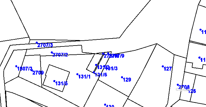 Parcela st. 2707/8 v KÚ Hostivař, Katastrální mapa