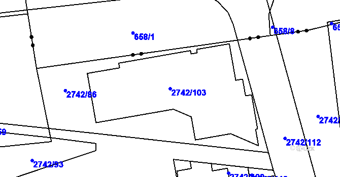 Parcela st. 2742/103 v KÚ Hostivař, Katastrální mapa