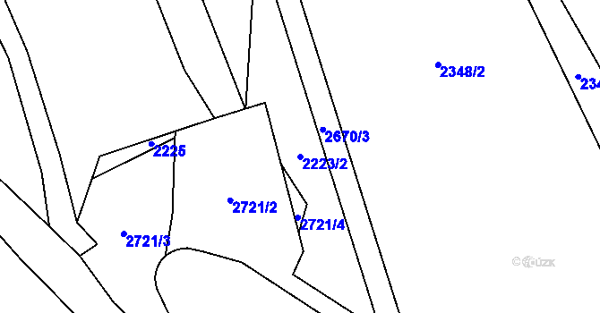 Parcela st. 2223/2 v KÚ Hostivař, Katastrální mapa