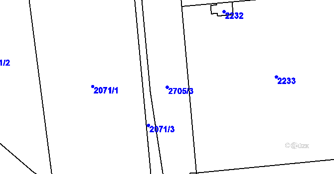 Parcela st. 2705/3 v KÚ Hostivař, Katastrální mapa