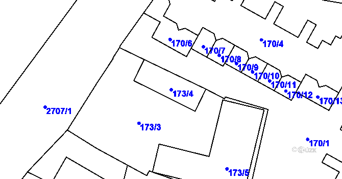 Parcela st. 173/4 v KÚ Hostivař, Katastrální mapa
