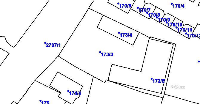 Parcela st. 173/3 v KÚ Hostivař, Katastrální mapa