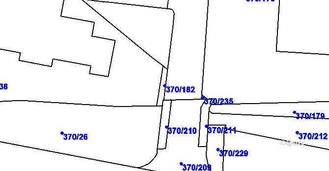 Parcela st. 370/182 v KÚ Hostivař, Katastrální mapa