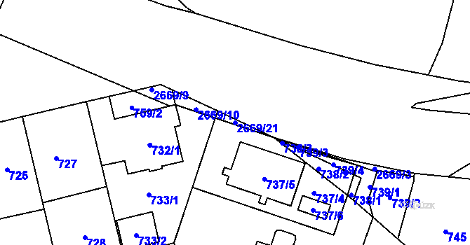Parcela st. 2669/21 v KÚ Hostivař, Katastrální mapa