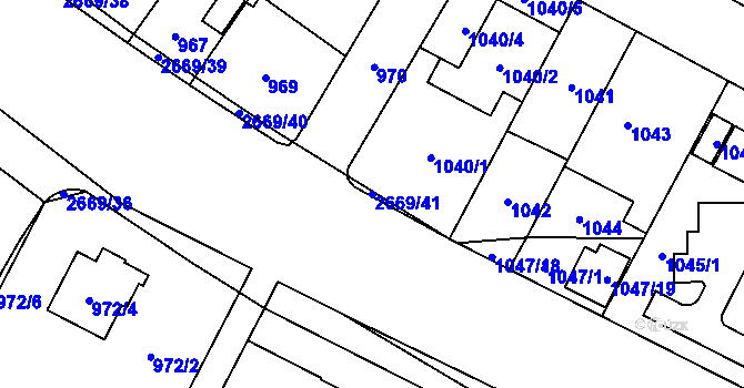 Parcela st. 2669/41 v KÚ Hostivař, Katastrální mapa