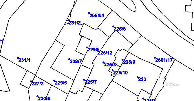 Parcela st. 225/12 v KÚ Hostivař, Katastrální mapa