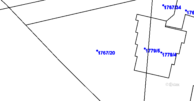Parcela st. 1767/20 v KÚ Hostivař, Katastrální mapa