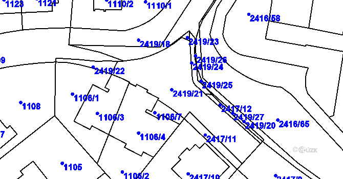 Parcela st. 2419/21 v KÚ Hostivař, Katastrální mapa