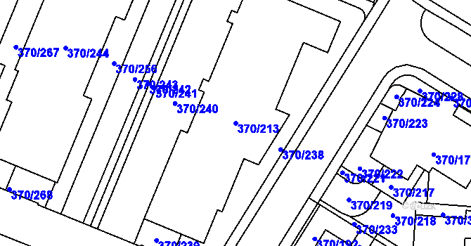 Parcela st. 370/213 v KÚ Hostivař, Katastrální mapa