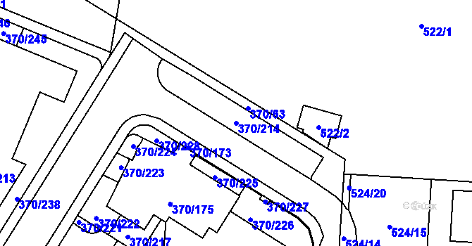 Parcela st. 370/214 v KÚ Hostivař, Katastrální mapa