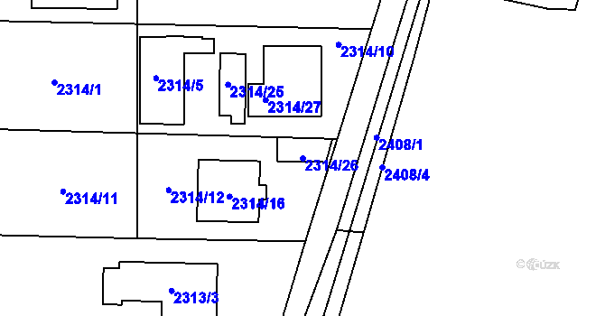 Parcela st. 2314/26 v KÚ Hostivař, Katastrální mapa