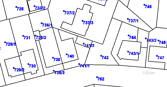 Parcela st. 741/2 v KÚ Hostivař, Katastrální mapa