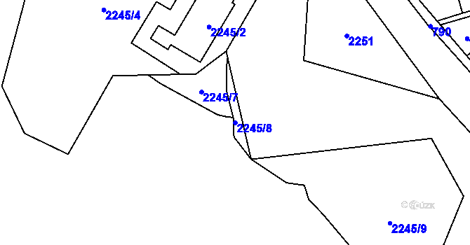 Parcela st. 2245/8 v KÚ Hostivař, Katastrální mapa