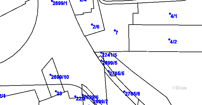 Parcela st. 2241/5 v KÚ Hostivař, Katastrální mapa